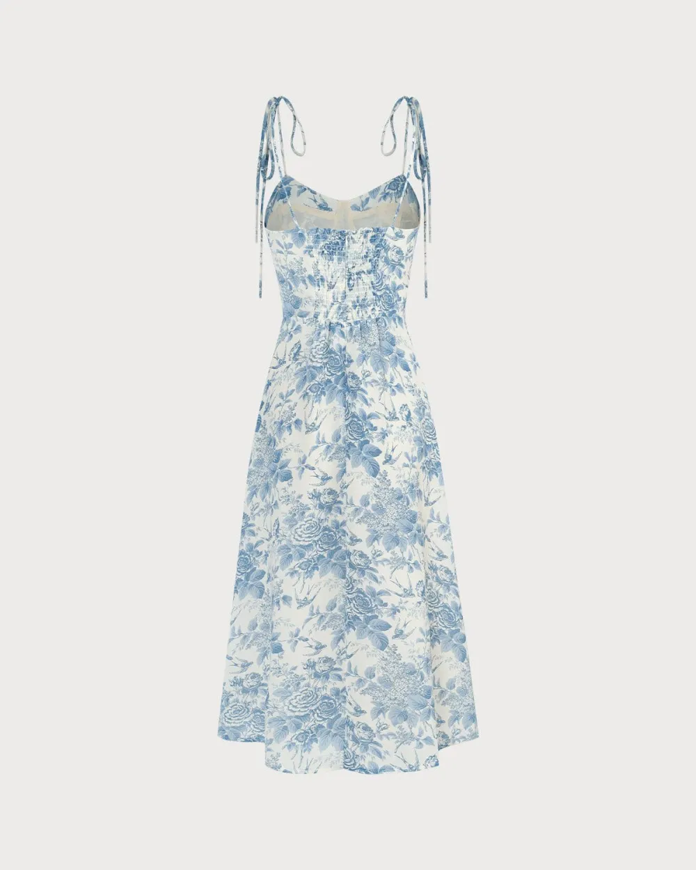 Light blue retro print suspender dress