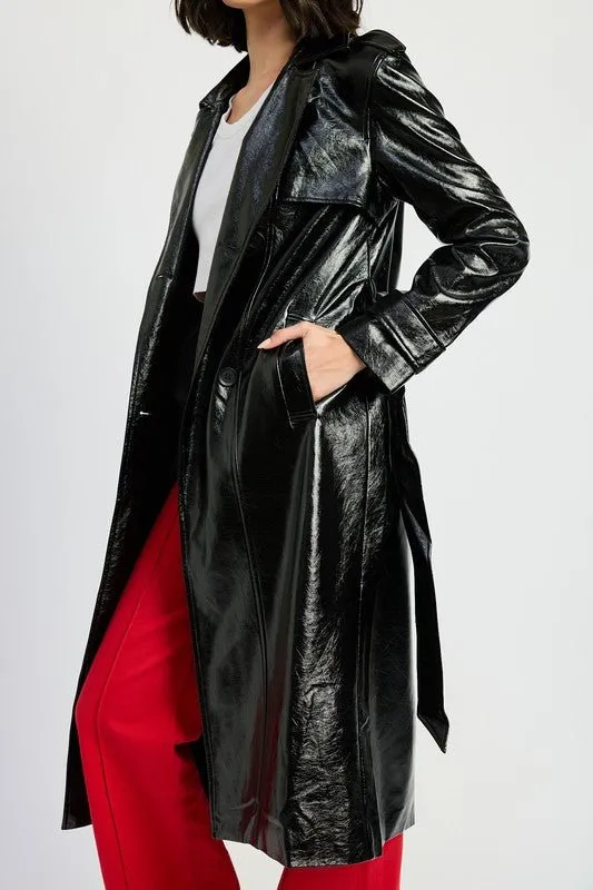 Vegan Leather Trench Coat