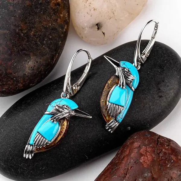 Vintage Turquoise Bird Earrings