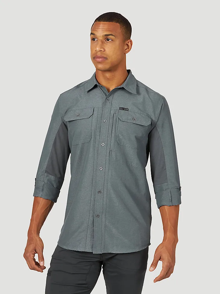 ATG BY WRANGLER™ MEN'S MIX MATERIAL SHIRT IN DUSTY OLIVE