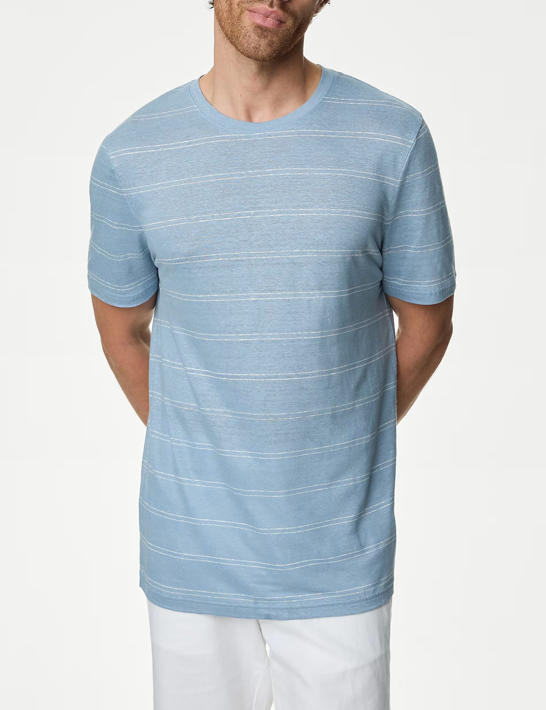 Pure Linen Striped T-Shirt