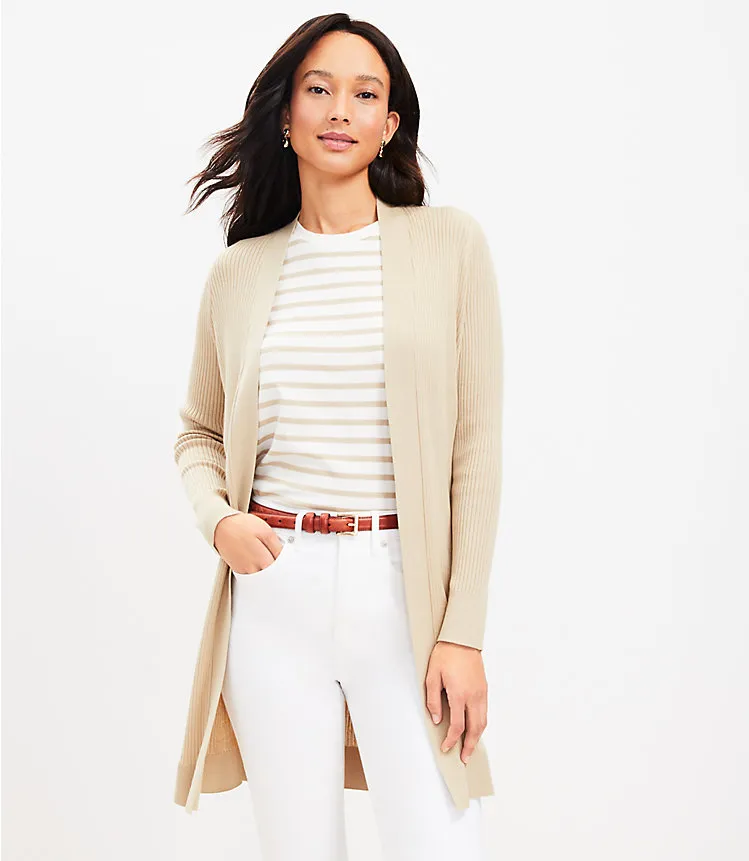 Ribbed Open Cardigan