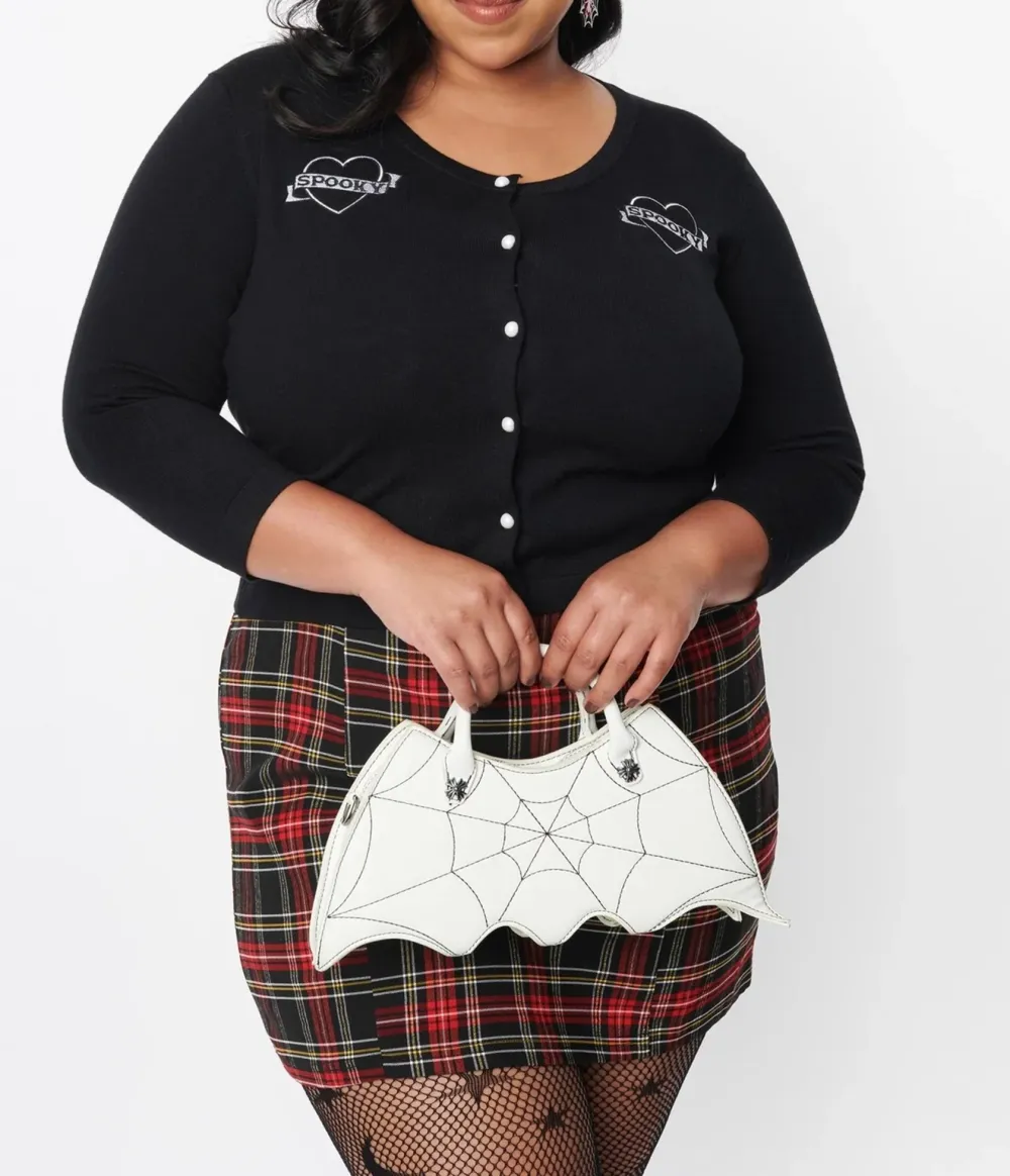 Sourpuss Black Spooky Heart Cropped Cardigan