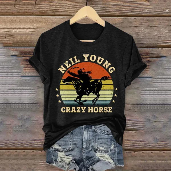 Women's Nell Young Crazy Horse Print T-Shirt