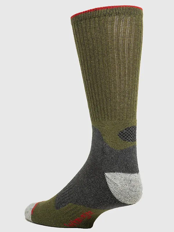 MEN'S WRANGLER MID-WEIGHT CREW WORK SOCKS (3-PACK) IN ARMY GREEN