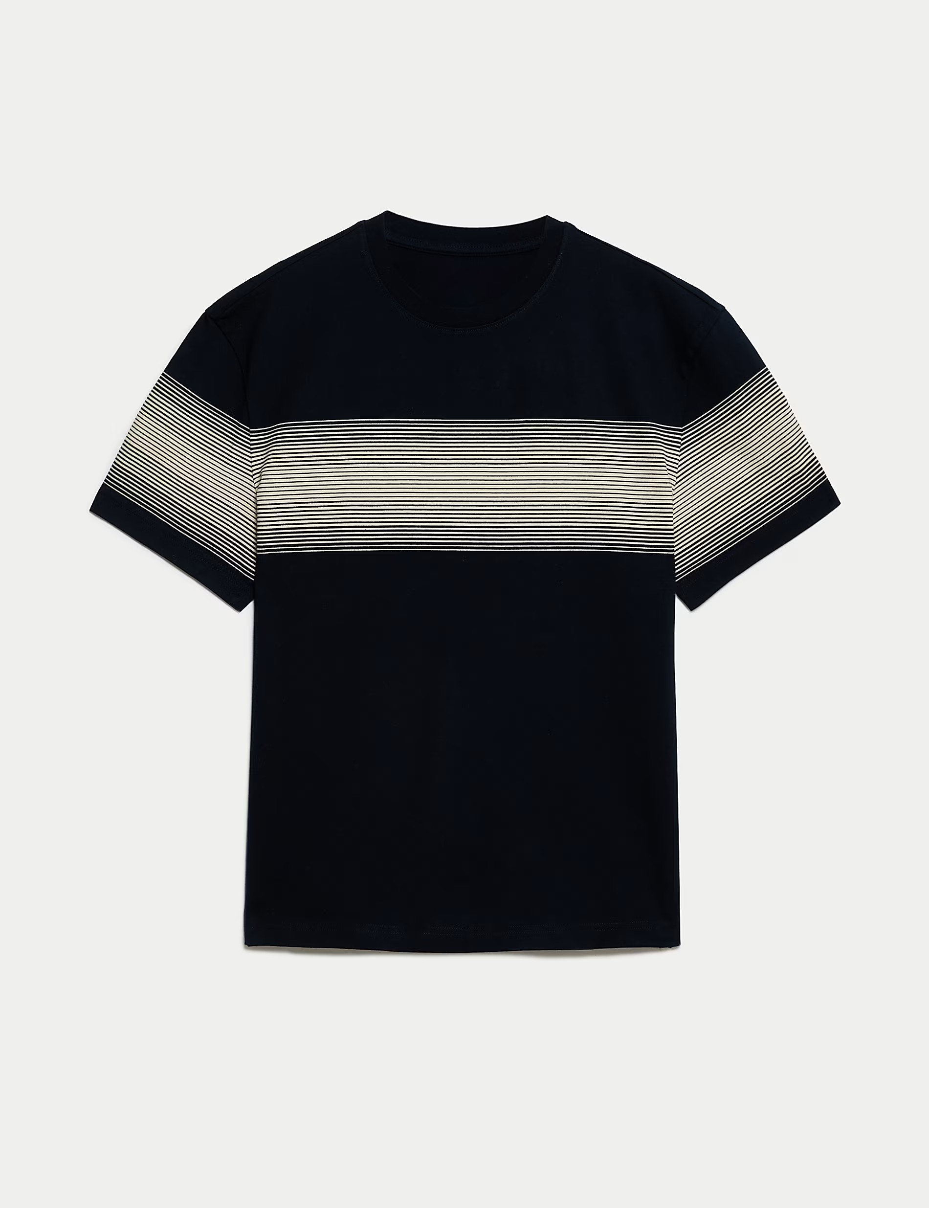 Pure Cotton Striped Crew Neck T-Shirt