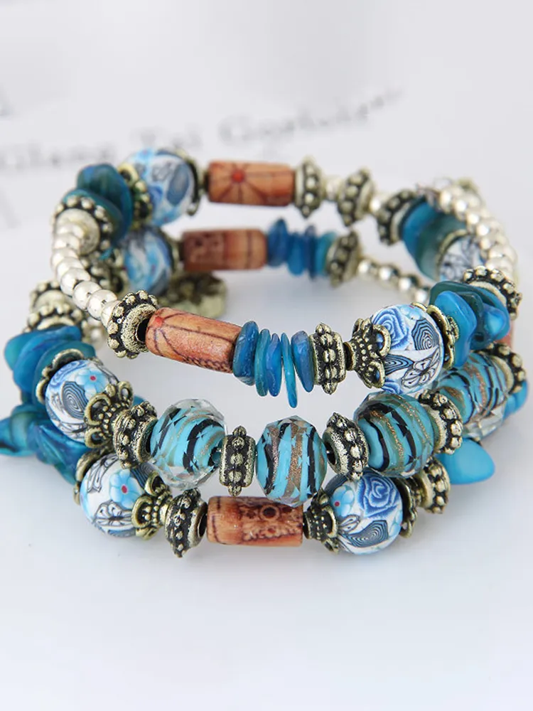 Bohemian Shell Clay Bracelet