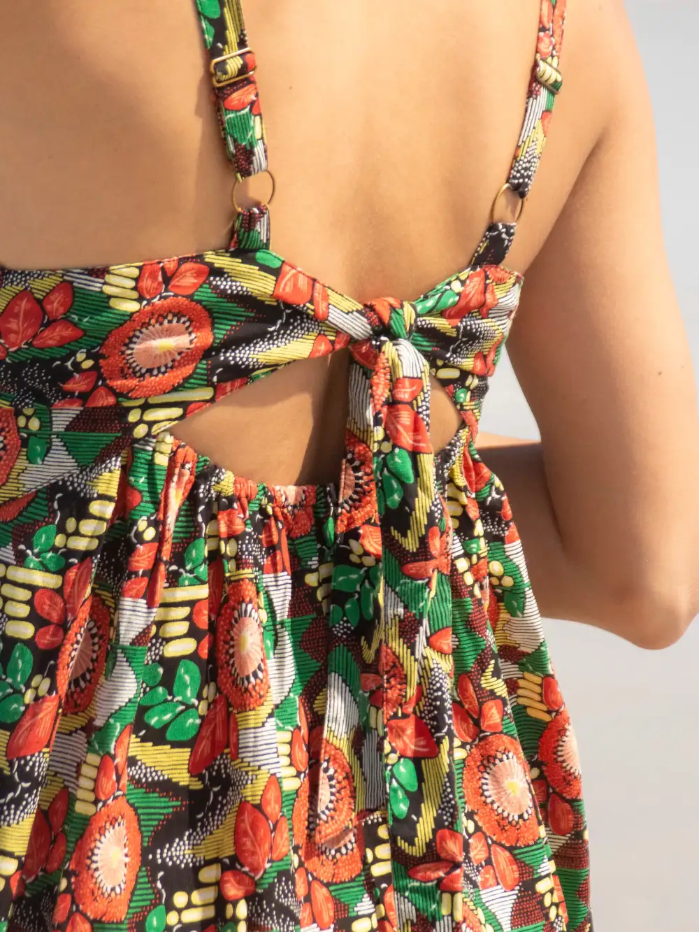 Mia Backless Maxi Dress - Orange Floral Blooms