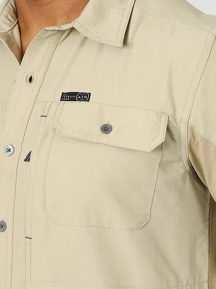 ATG BY WRANGLER™ MEN'S MIX MATERIAL SHIRT IN DUSTY OLIVE