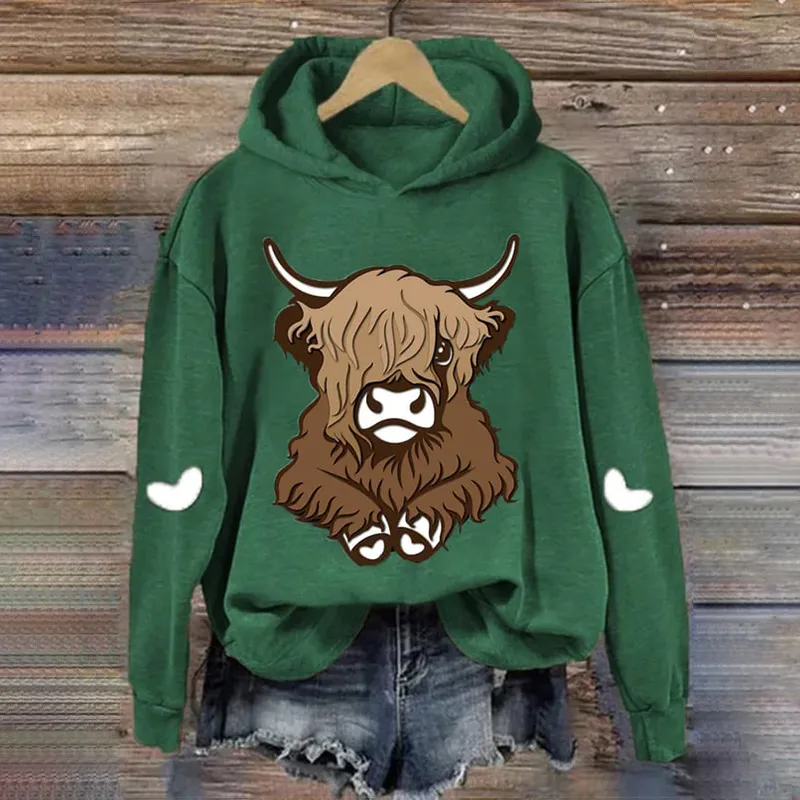 Women's Cool Highland Cow Vintage Hoodie