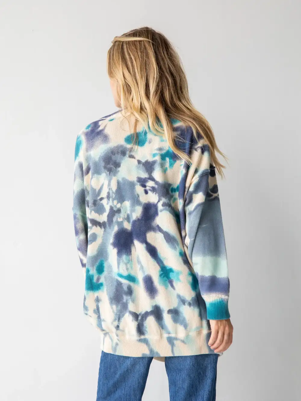 Taylor Oversized Cotton Sweater - Blue Tie-Dye