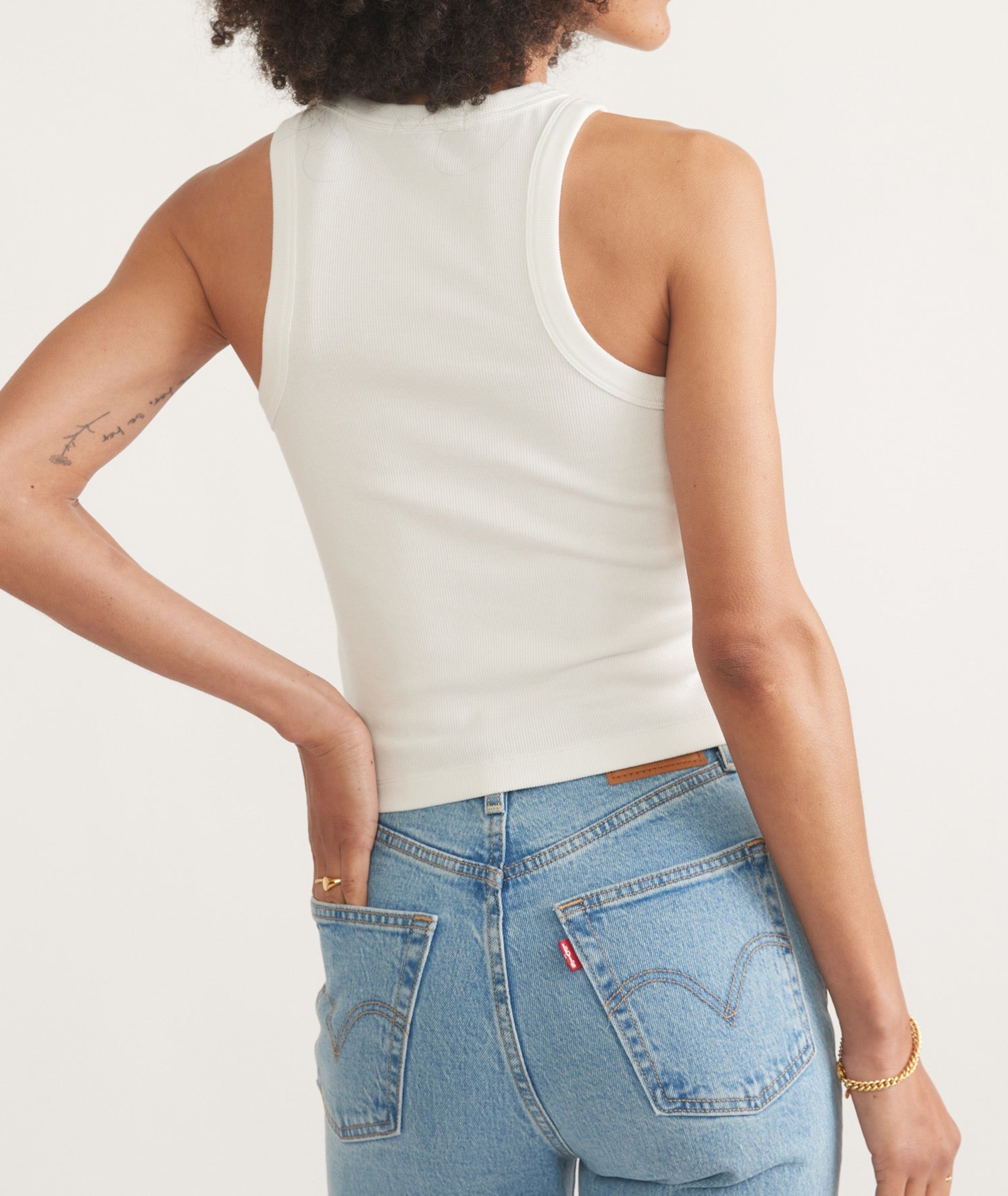 White High Neck Crop Tank