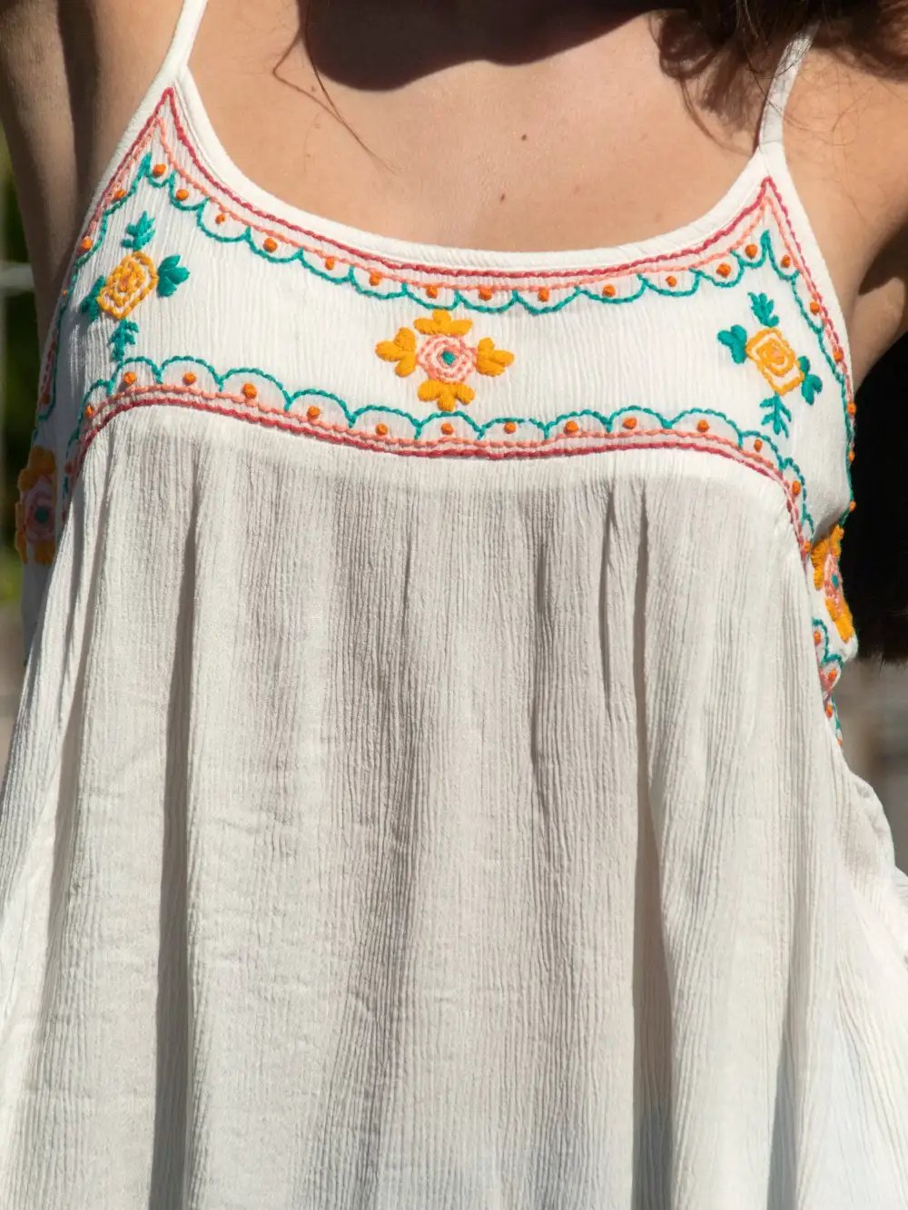 Sophie Embroidered Tank Top - White