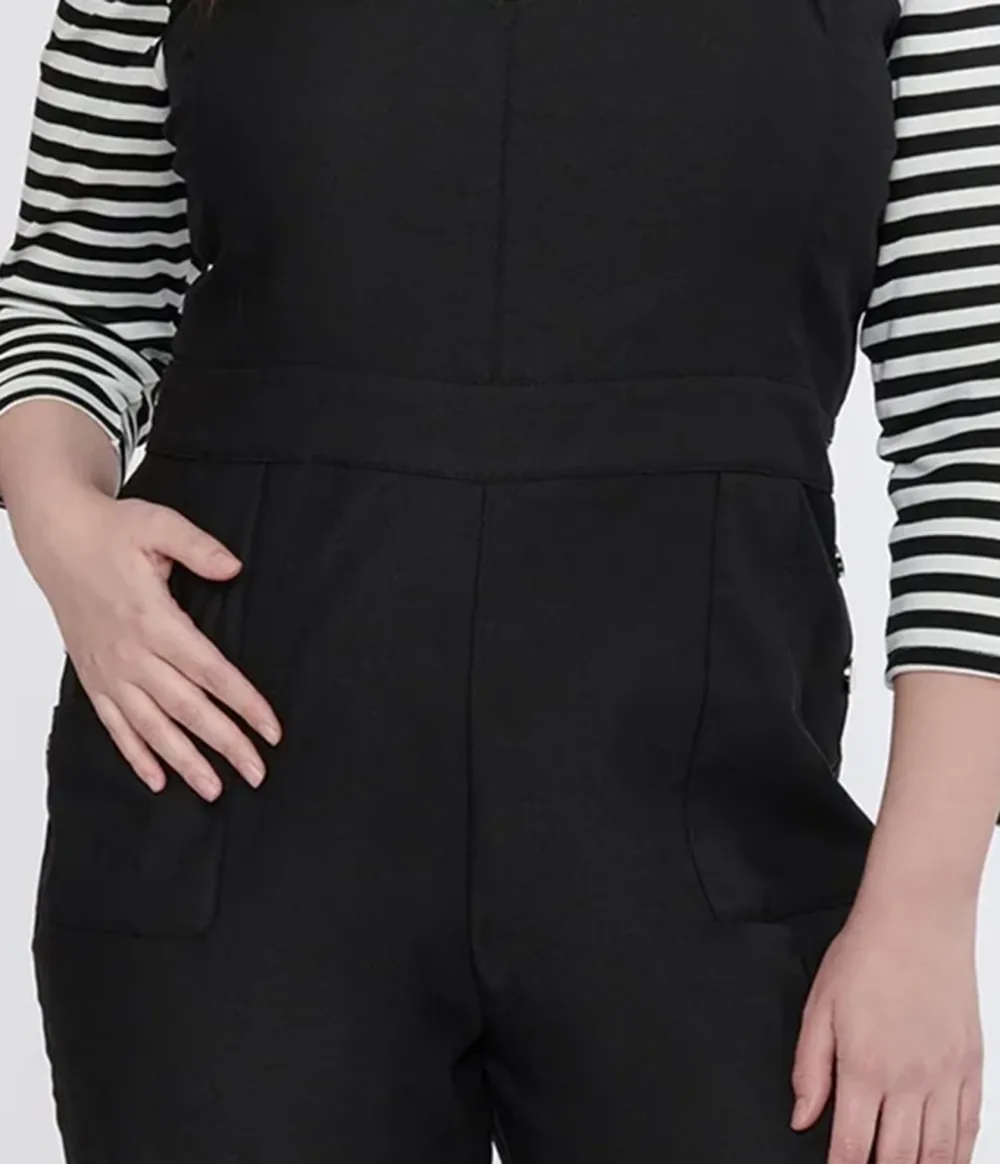 Unique Vintage Plus Size 1950s Black Wide Leg Overalls