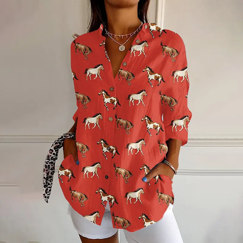 Western Horse Print Casual Shirt