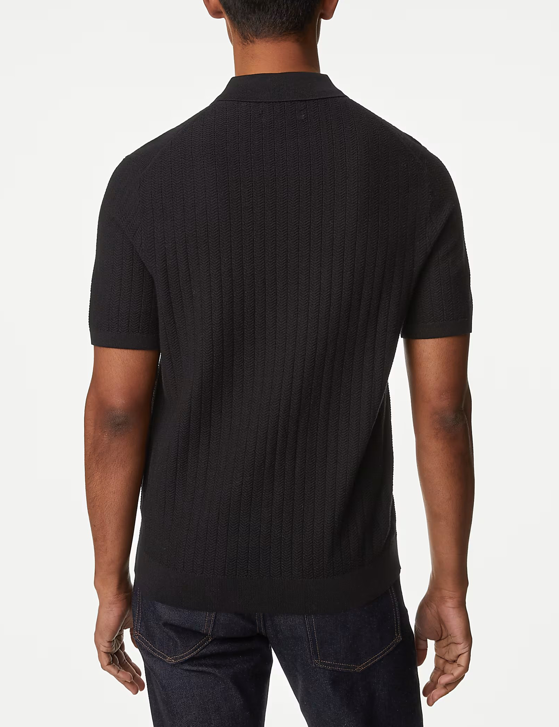 Cotton Rich Textured Knitted Polo Shirt