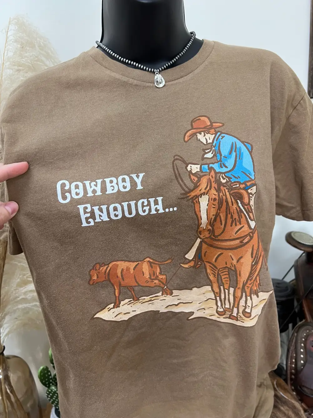 Cowboy Enough Tee-Coyote Brown