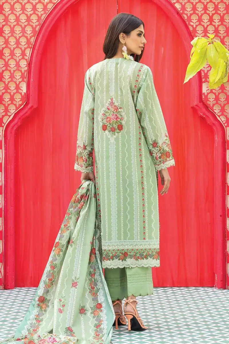 3 Piece Kurta Embroidered | Dupatta& Bottom & Tops | Color light green