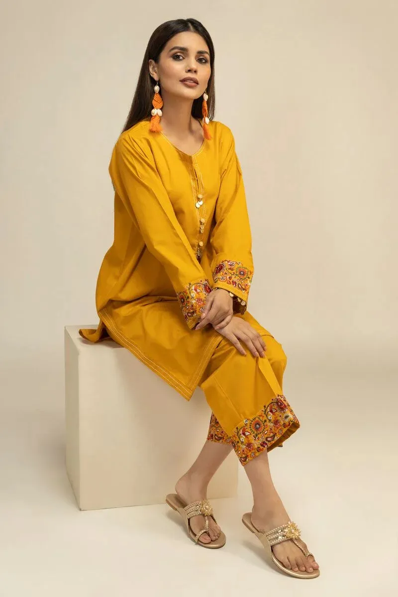 2 Piece | Kurta & Pants | Color Yellow