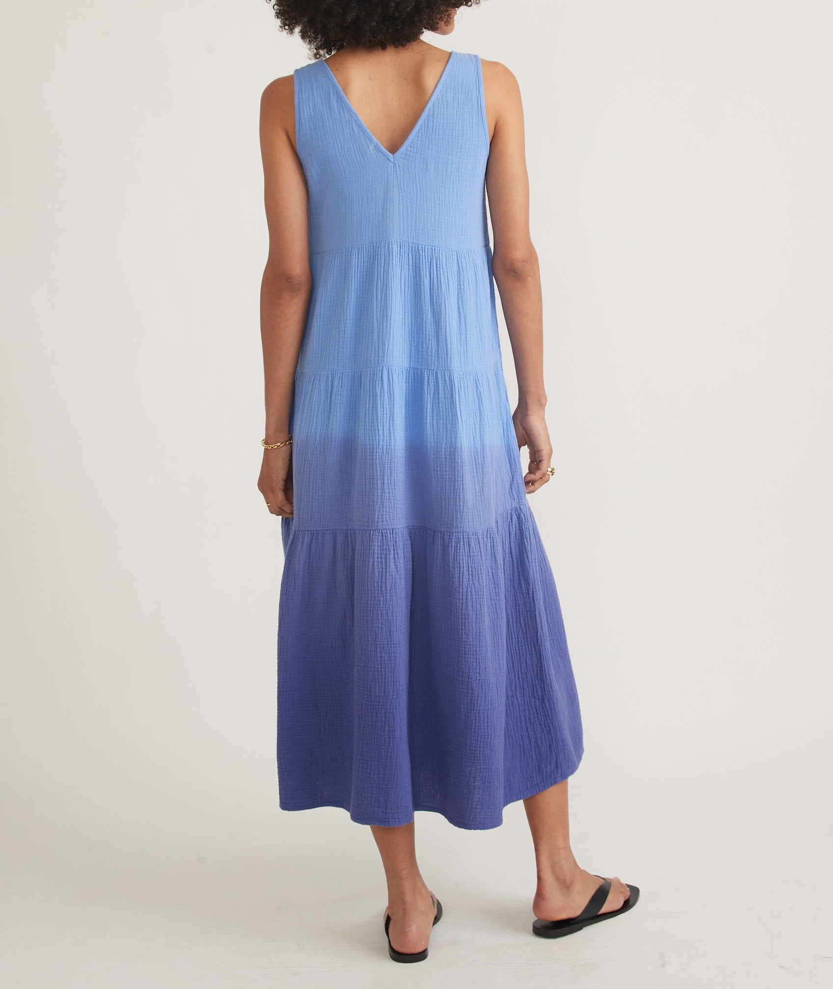 Sapphire Dip Dye Corinne Double Cloth Maxi Dress