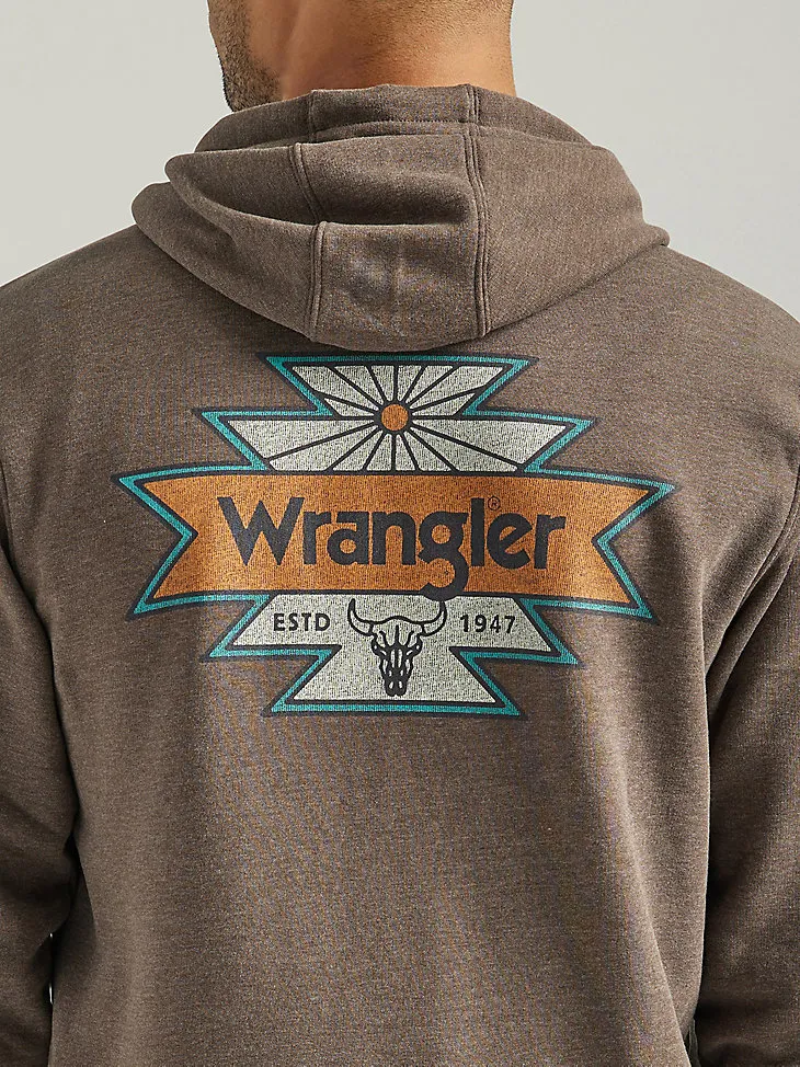 MEN'S WRANGLER BACK GRAPHIC LOGO FULL ZIP HOODIE IN MIDNIGHT NAVY HEATHER