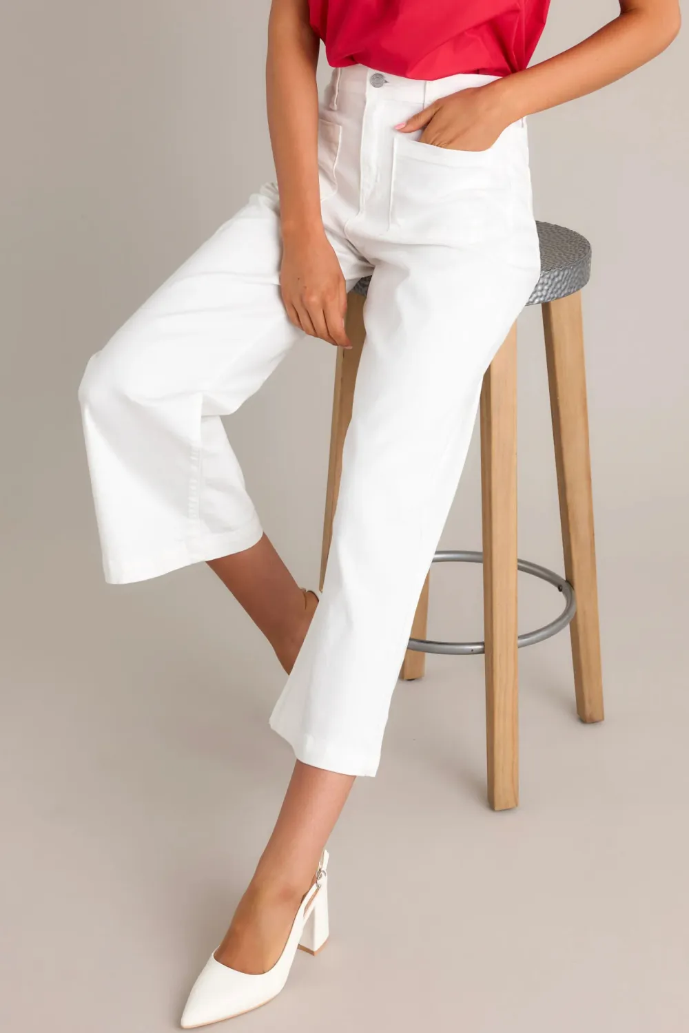 URBAN OASIS WHITE CROPPED FLARE JEANS