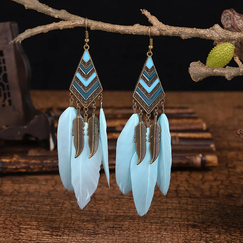 1Pair Feather Decor Dream Catcher Shaped Drop Earrings