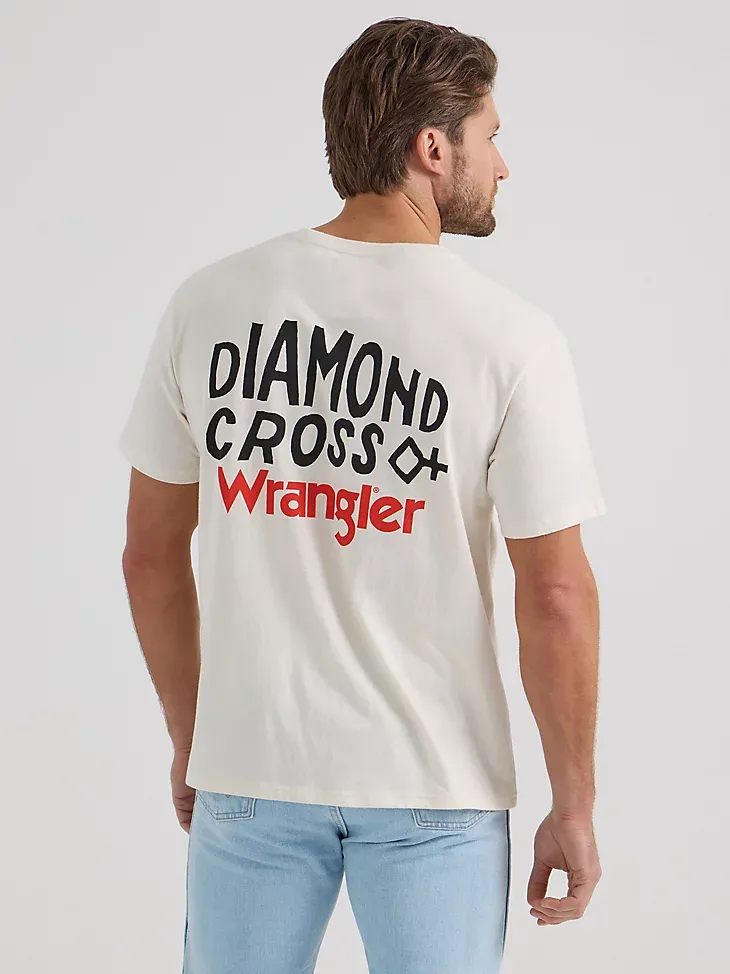 WRANGLER X DIAMOND CROSS GIDDY UP TEE IN MARSHMALLOW