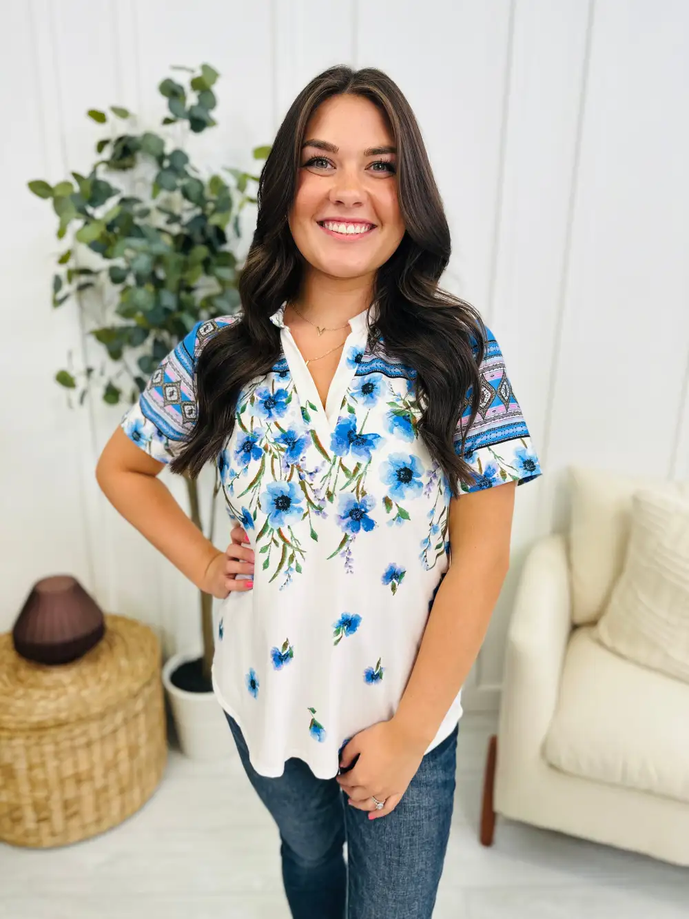 REG/CURVY Summer Influence Top In Blue