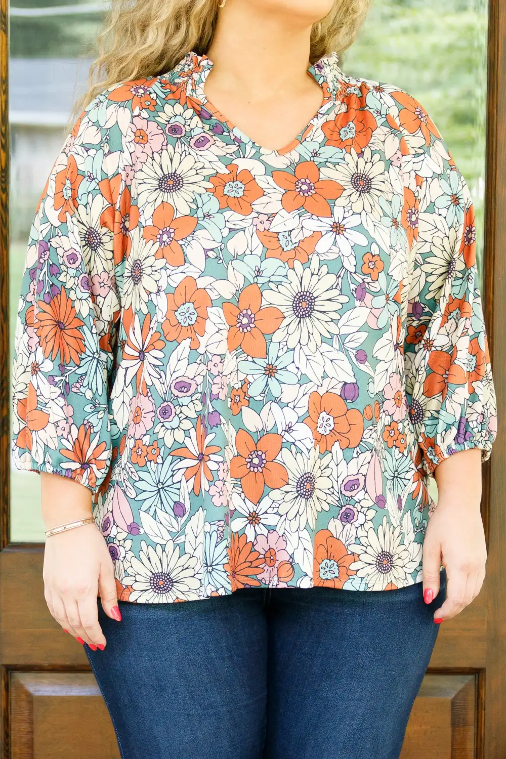 Dreaming In Florals Blouse, Dark Sage