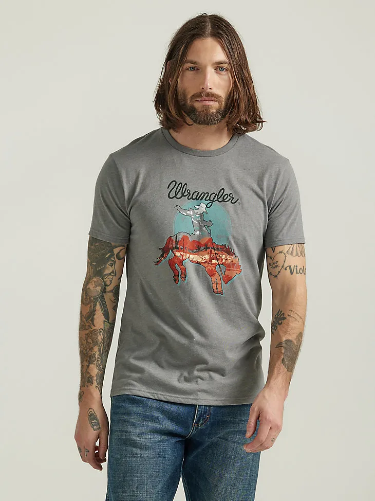 MEN'S DESERT BRONCO T-SHIRT IN PEWTER