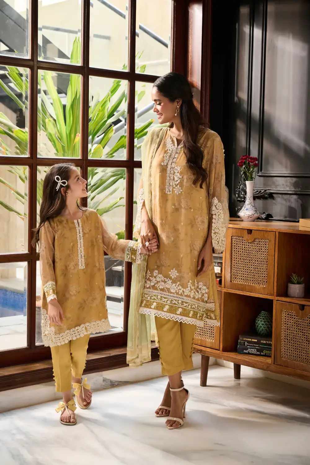 MUSTARD 3PCS  EMBROIDERED KURTA WITH TROUSER