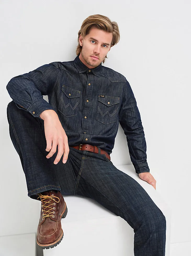 MEN'S DENIM WESTERN SNAP FRONT SHIRT IN RINSE