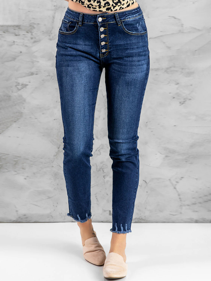 Women's casual solid color skinny jeans