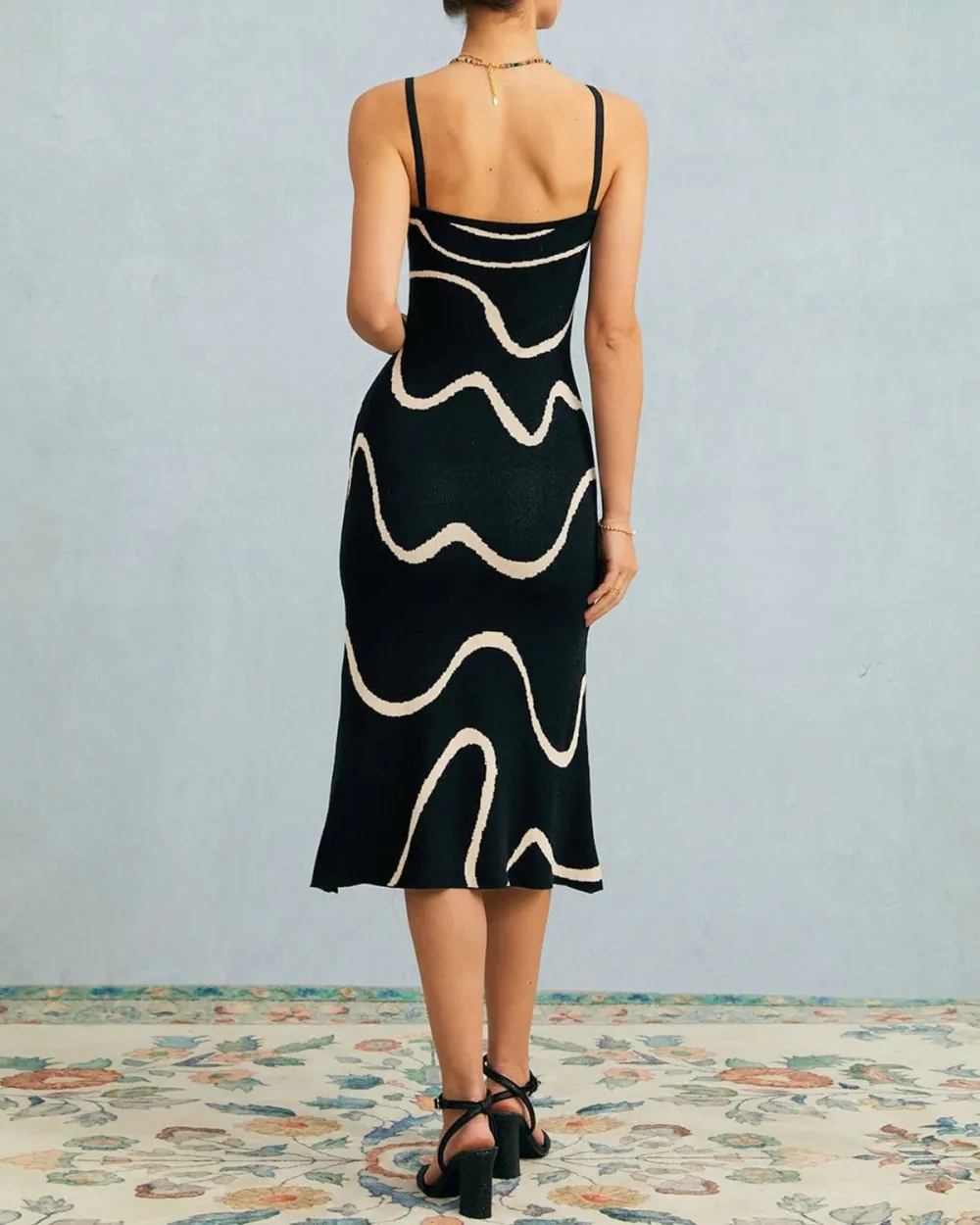 Black Wave Sling Dress