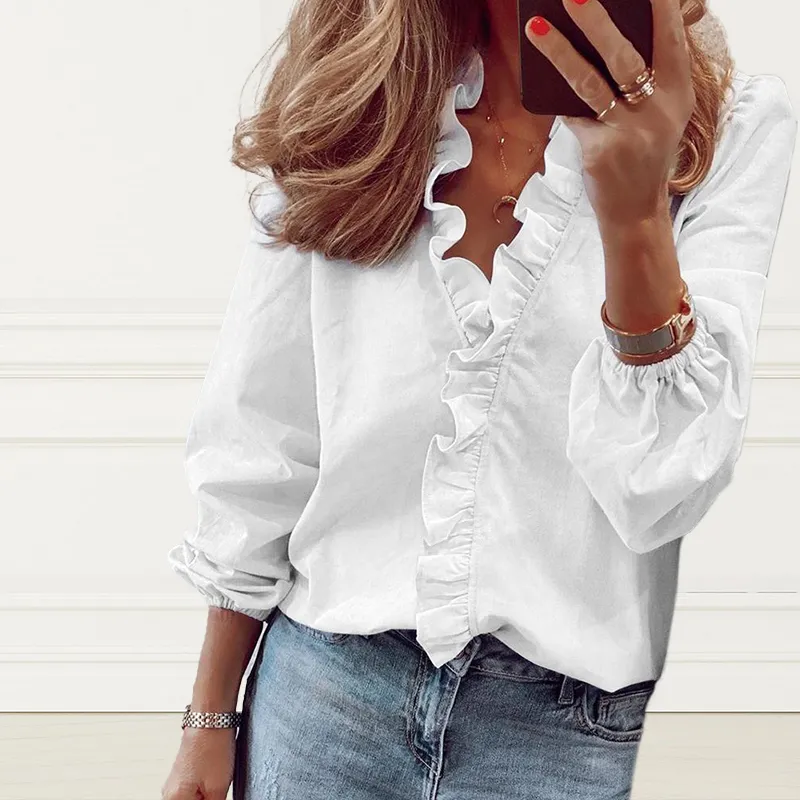 Casual Fashion Long-sleeved Ruffle Shirt