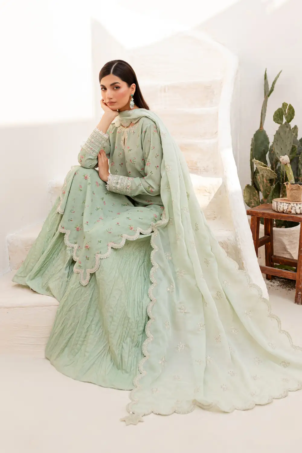 Roya 3Pc - Embroidered Luxe PRET