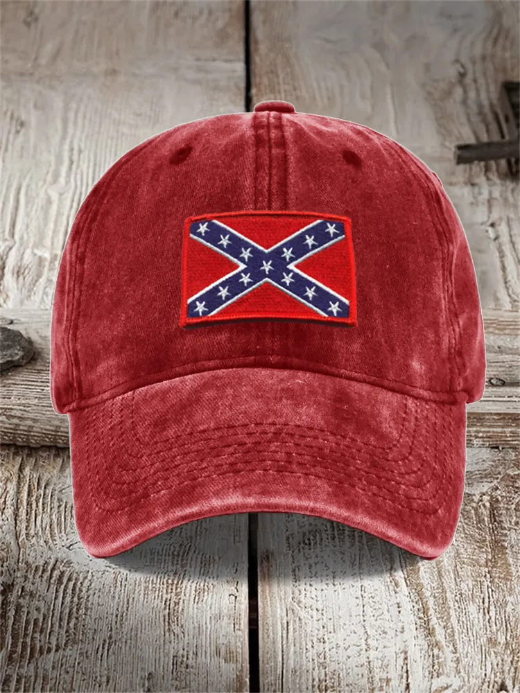 Unisex Southern Pride Rebel Flag Embroidered Washed Cap