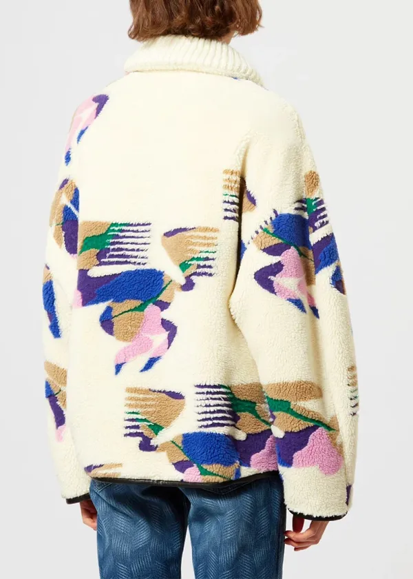 Abstract Print Lapel Neck Marner Coat