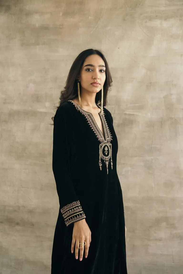 Silk Velvet Mughal Kurta Set