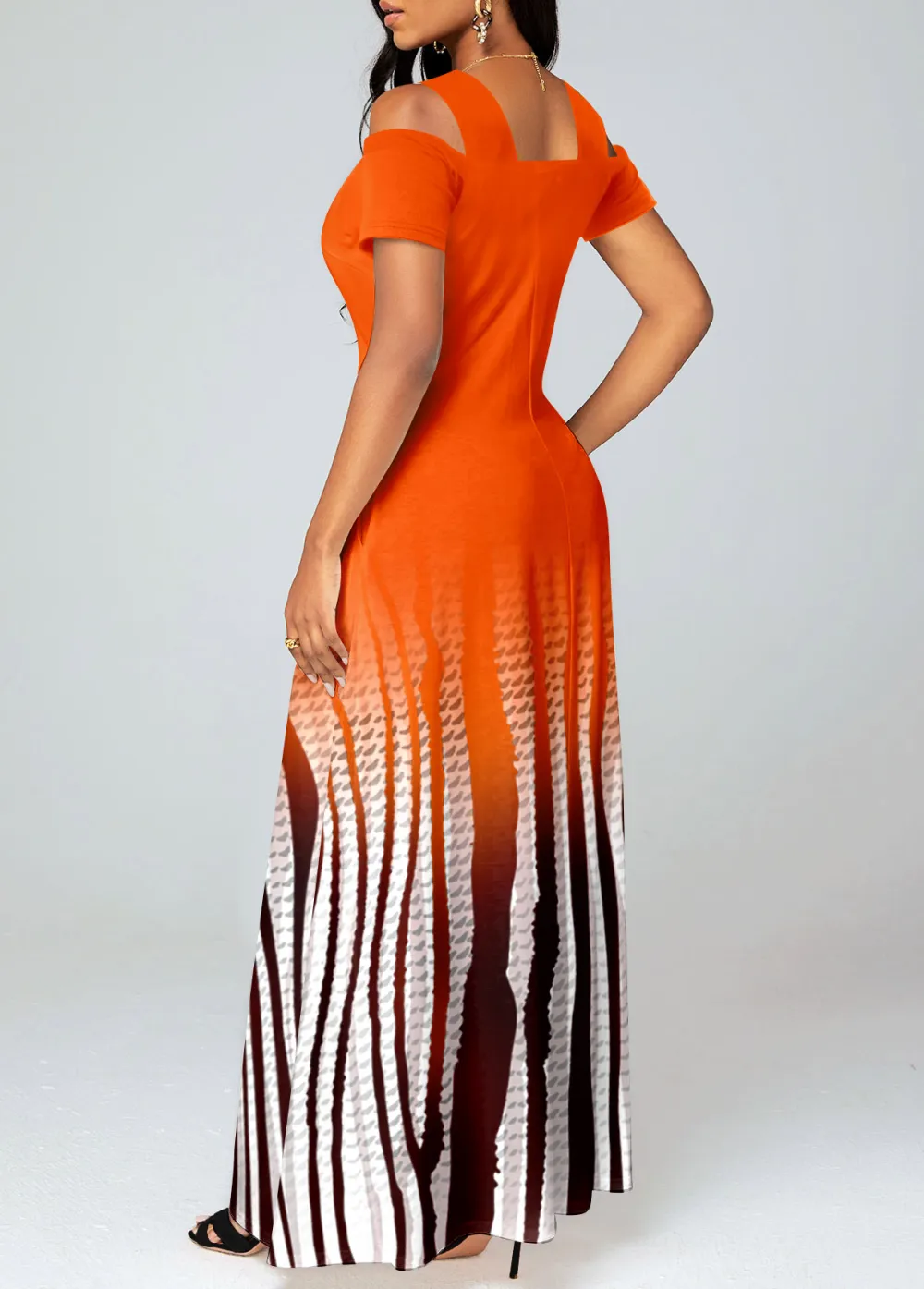 Ombre Criss Cross Orange Maxi Dress