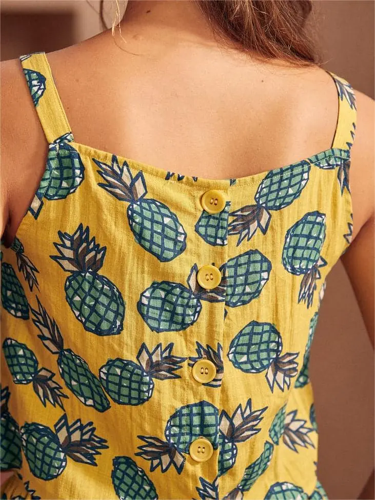 Pineapple Printed Sleeveless Tops Shirts