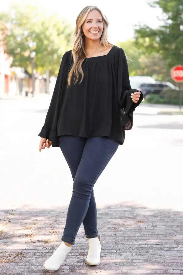 Still Day Dreaming Top, Black