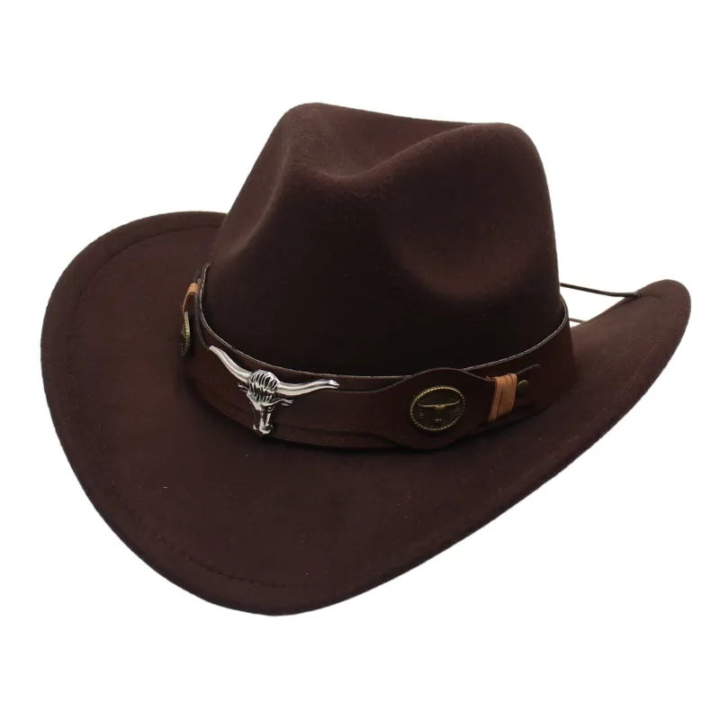 Western Ethnic Cowboy Bull Head Felt Hat