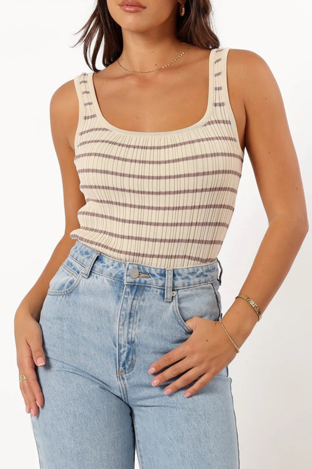 MULTICOLOR STRIPED VEST TOP