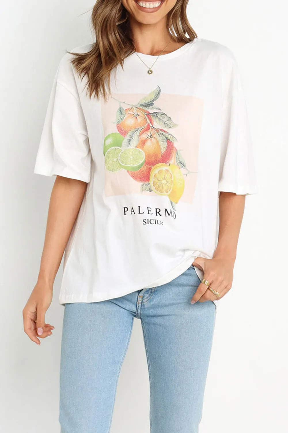 FRUIT PATTERN WHITE TOP