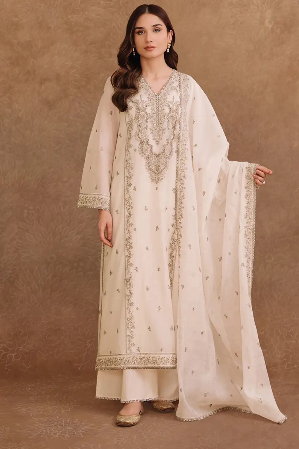 4 Pcs Embroidered Kara Cotton Suit