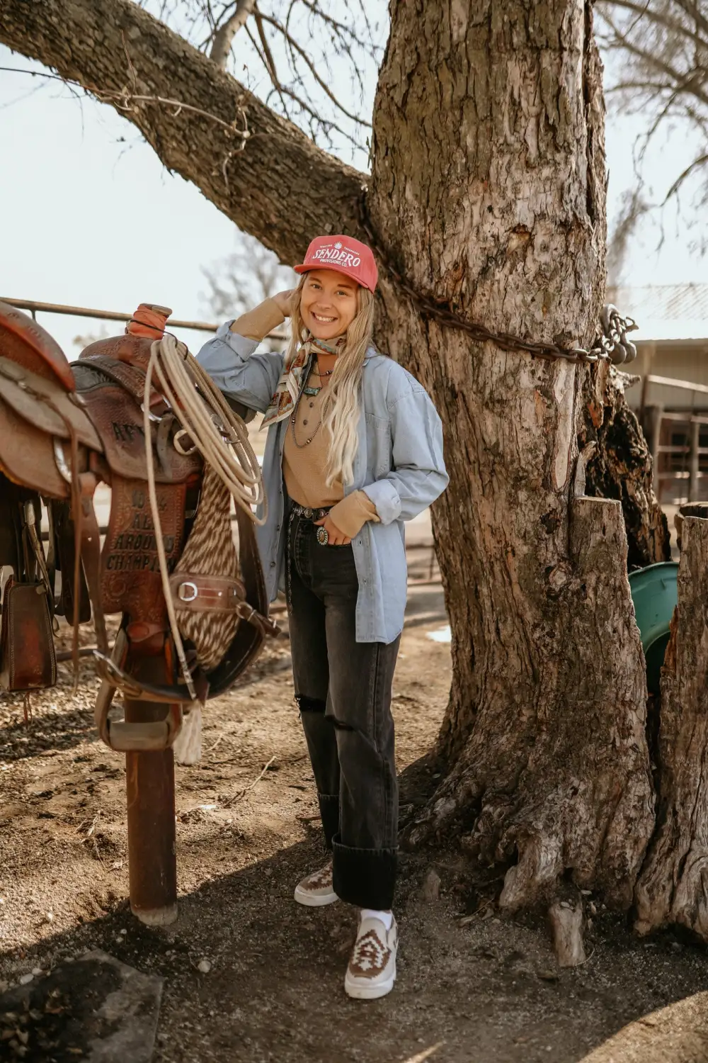 Western Toile Denim XOXO Button-Up