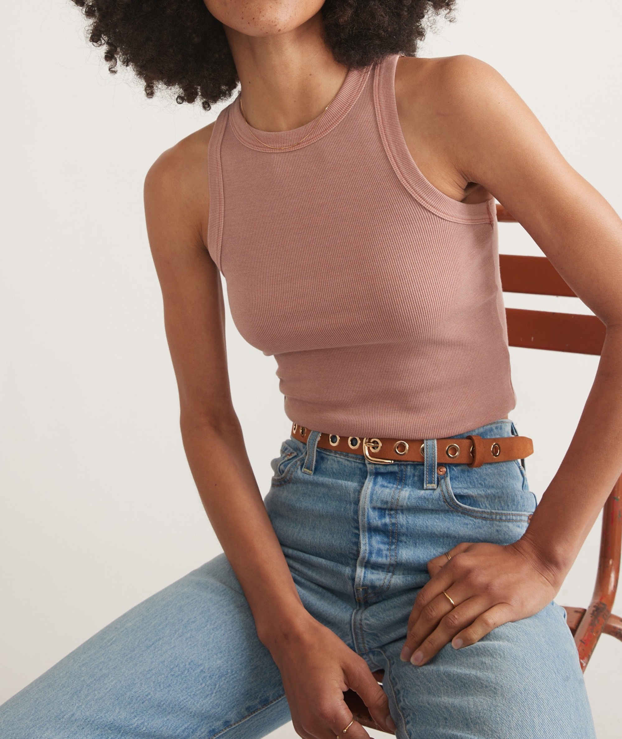 Rust Sun In High Neck Crop Tank