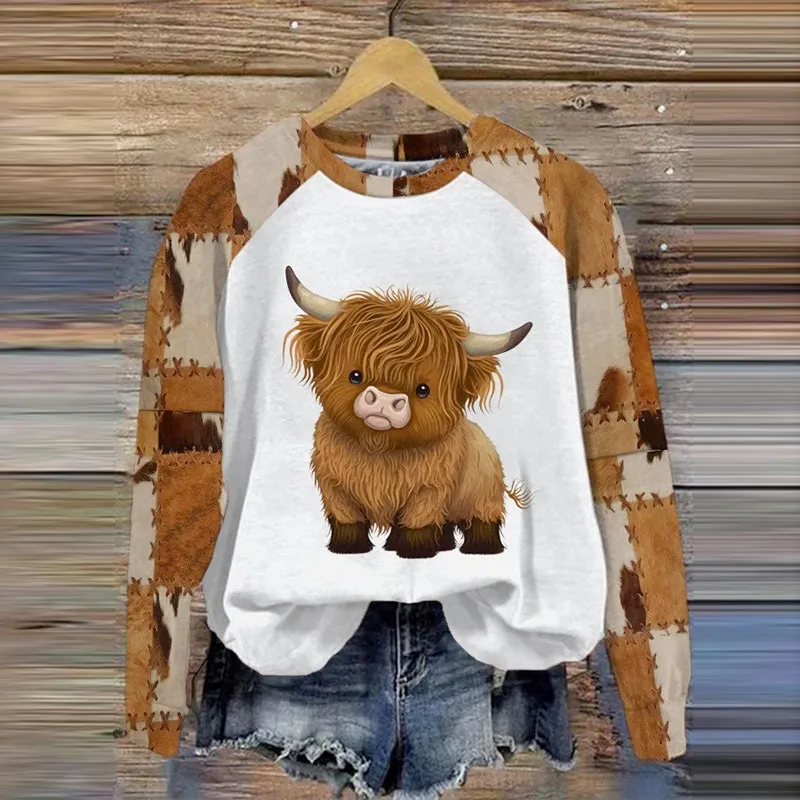 Highland Cow Funny Western Print Sweatshirt